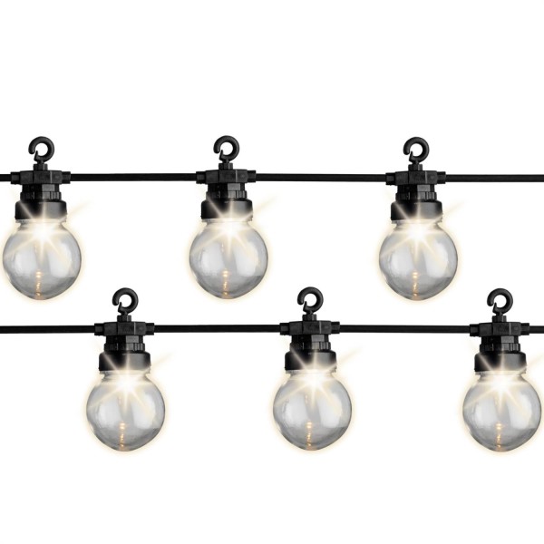 LED Party Lichterkette Circus - 20 ultra warmweiße LED - 8,8m - koppelbar bis 100 LED - Außentrafo
