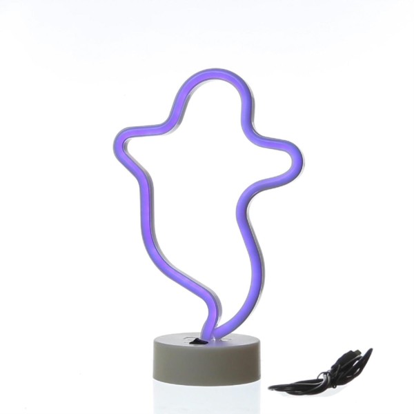 LED NEON Figur GESPENST - Neonlicht - H: 29cm - Batterie oder USB Betrieb - stehend - blau