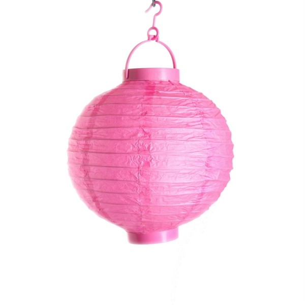 LED Lampion - kaltweiße LED - D: 20cm - Montagehaken - Batteriebetrieb - pink