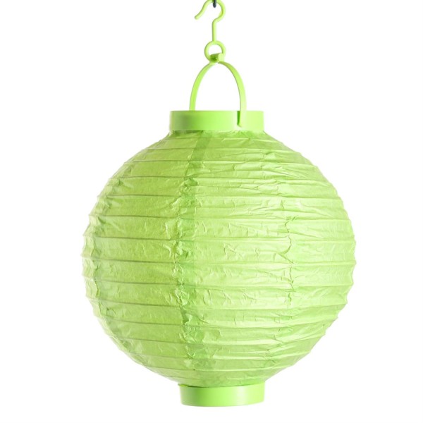 LED Lampion - kaltweiße LED - D: 30cm - Montagehaken - Batteriebetrieb - grün