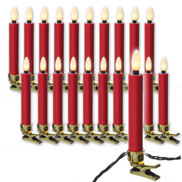 LED Kerzenlichterkette - 20 Christbaumkerzen - Weihnachtsbaumlichterkette - L: 9,5m - Innen/Außen