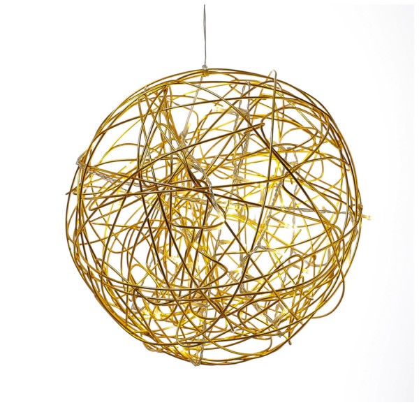 LED 3D Drahtkugel TRASSEL - 50 warmweiße LED - D: 30cm - für Innen und Außen - gold