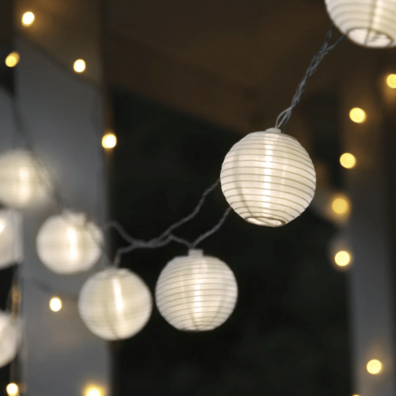 LED Lichterkette LAMPION 10 weiße Lampions mit warmweißen LED 4,5m