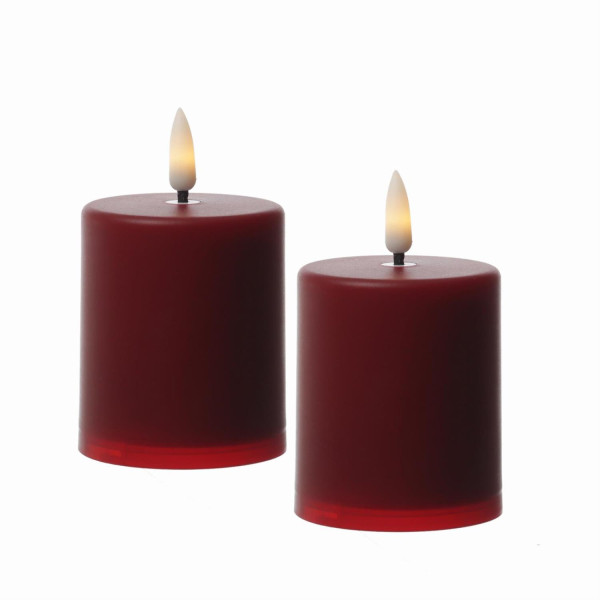 LED Mini Kerzen/Grabkerzen - H: 10cm/D: 6,1cm - Timer/Sensor - für Innen/Außen - bis 1200h - 2er Set