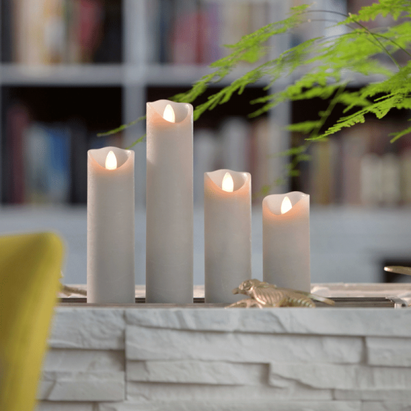 LED Wachskerze SHINE schmal | grau | gefrostet | D: 5cm H: 12,5cm | fernbedienbar | Timer 