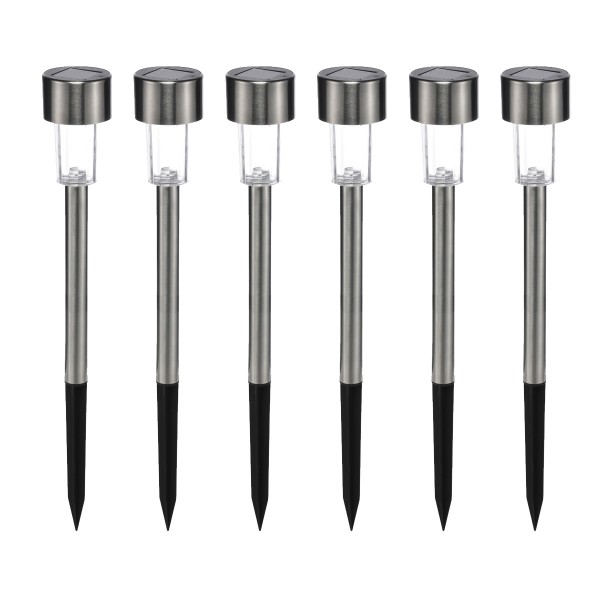 LED Solar Wegleuchte mit Erdspieß - Edelstahl - kaltweiße LED - H: 33,5cm - silber - 6er Set