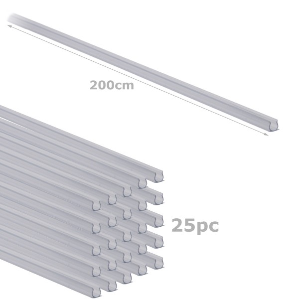 Befestigungsschienen für Lichtschlauch (12-13mm) 25 Stück - 200cm - Kunststoff, transparent