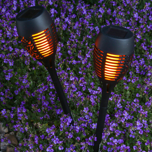 LED Solar Fackel FLAME - Gartenfackel - simulierter Flammeneffekt - H: 40cm - Lichtsensor - 2 Stück