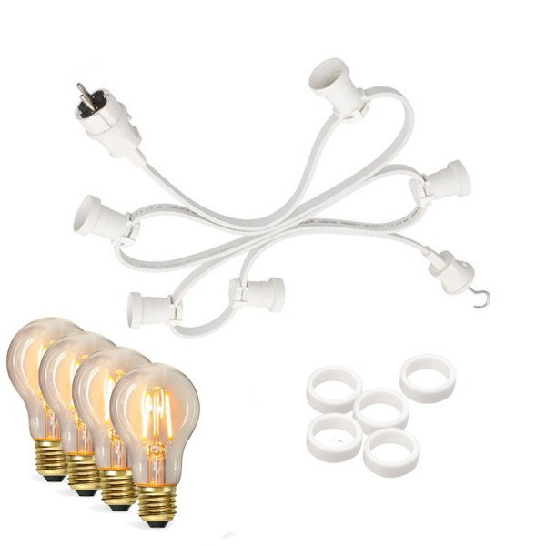 Illu-/Partylichterkette 20m - Außenlichterkette weiß - Made in Germany - 40 dimmbare Leuchtmittel