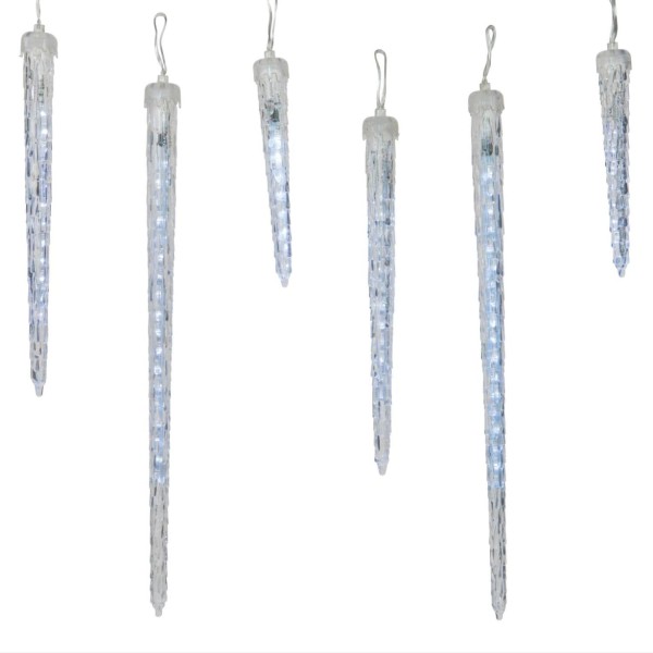 LED Lichterkette Eiszapfen - Schneefalleffekt - kaltweiße LED - L: 2,5m - für Außen - transparent