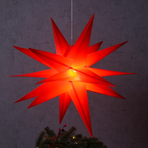 LED Outdoor 3D Stern - hängend - 6 warmweiße LED - D: 75cm - Außentrafo - rot