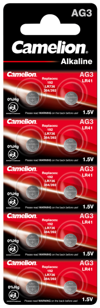 AG3 LR41 Batterien - 10er Set - Knopfzelle - 1,5V - Camelion