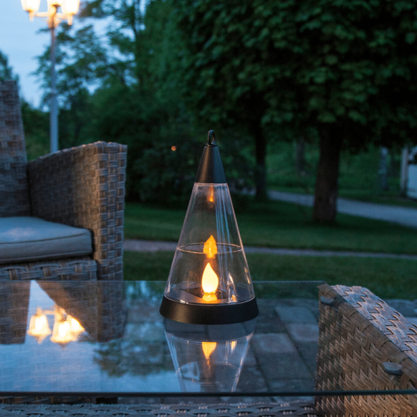 LED Solar Laterne "Pisa" - 3in1 - Laterne/Windlicht/Spieß - gelbe LED - H: 70cm - Dämmerungssensor 