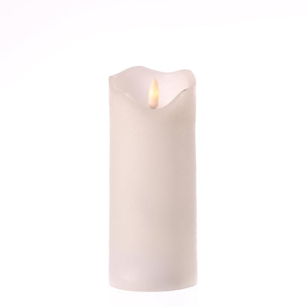LED Kerze FLAMME - Rustik-Optik - Echtwachs - 3D Flamme - H: 17cm - Batterie - Timer - weiß