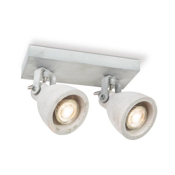 Deckenspots VEDI 2er Balken - Betonoptik grau - inkl. 2 x GU10 3000K 345lm 36° - Lichtbalken