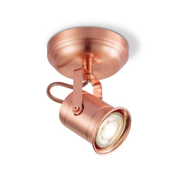 Deckenspot VENN Einzelstrahler - kupfer - inkl GU10 Leuchtmittel 3000K 345Lumen - 36°