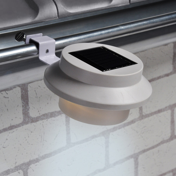 LED Solar Dachrinnenleuchten - 3 weiße LED - An-/Ausschalter - weiss - 2er Set