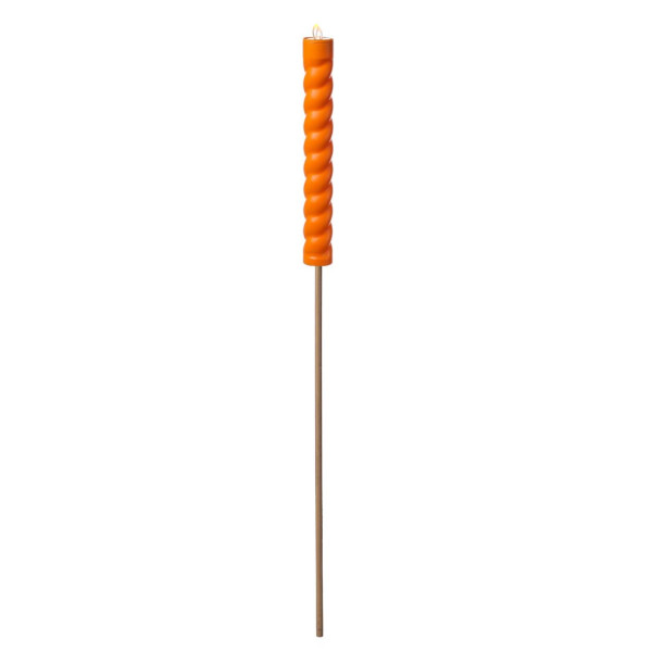 LED Solar Stabkerze TWIST - Gartenstecker - gelbe LED - H: 106cm - Dämmerungssensor - orange