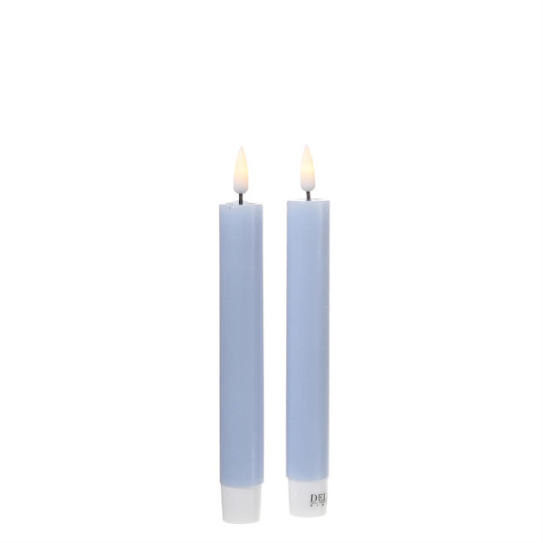 LED Stabkerzen MIA - Echtwachs - realistische 3D Flamme - H: 15cm - hellblau - 2 Stk.