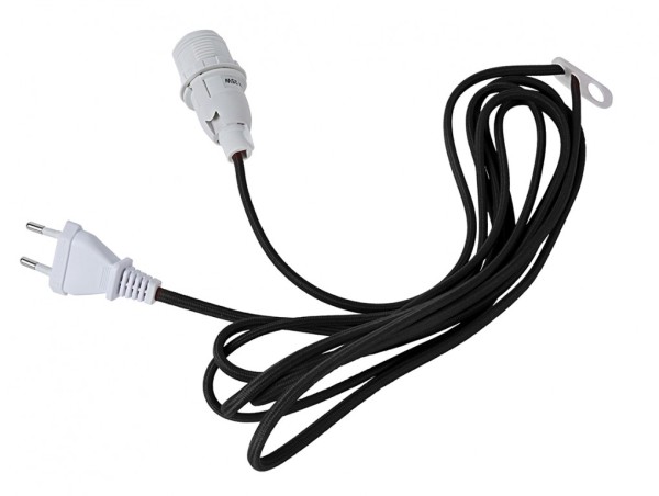 Lampenhalterung für Leuchtsterne - E14 Fassung - textilummanteltes Kabel - 3,50m - schwarzes Kabel