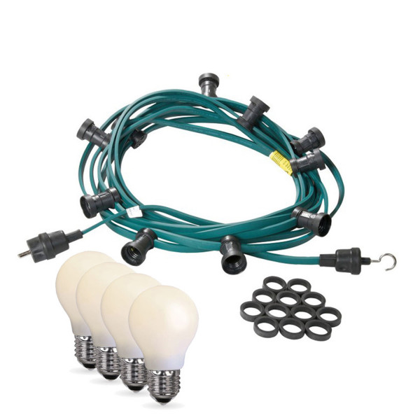Illu-/Partylichterkette 20m - Außenlichterkette grün - Made in Germany - 30 opale LED Tropfenlampen