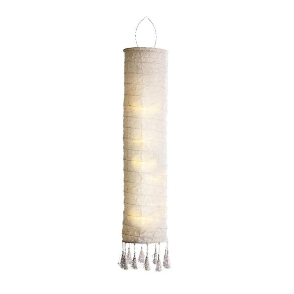 LED Solar Lampion - Laterne - 8 warmweiße LED an Drahtlichterkette - H: 102cm - Lichtsensor - weiß
