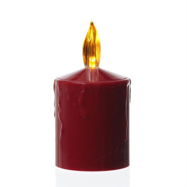 LED Kerze - Grabkerze - Grablicht - H: 11,5cm/D: 6cm - Sensor - für Außen - bis 500h - rot