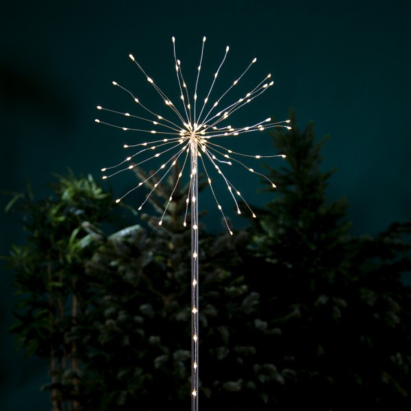 LED Dekostab "Firework" - H: 100cm - 152 warmweiße LED - Batteriebetrieb - 8 Funktionen - outdoor