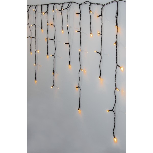 LED Lichtervorhang - outdoor - 160 warmweiße LED - L: 3,0m, H: 0,48m - transparentes Kabel