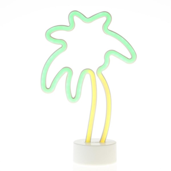 LED NEON Figur Palme - Neonlicht - H: 30cm - Batterie oder USB Betrieb - stehend - gelb/grün