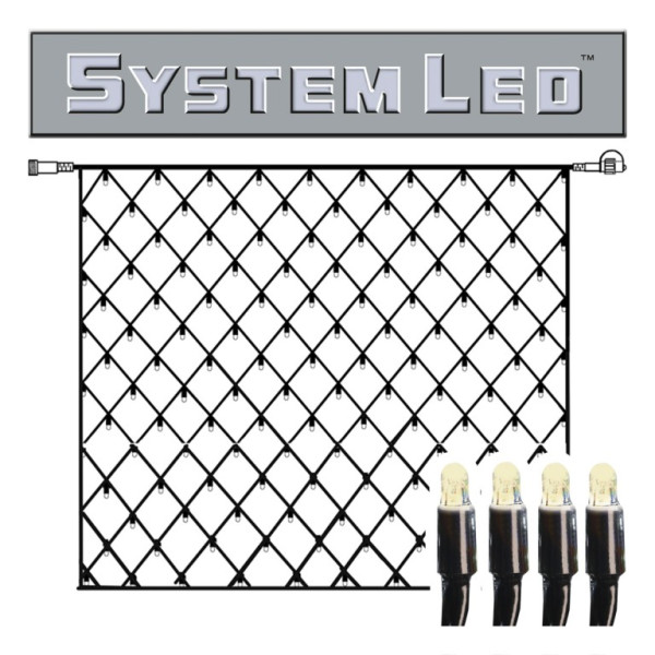 System LED Black | Lichtnetz | koppelbar | exkl. Trafo | 3.00m x 3.00m | 192x Warmweiß