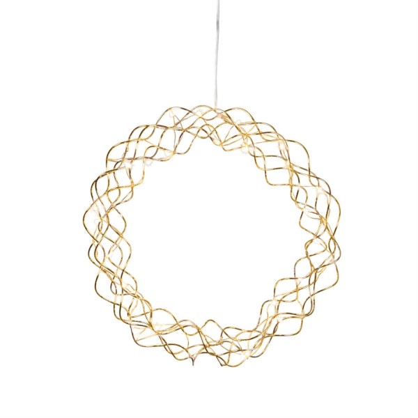 LED Lichtkranz Curly - 30 warmweiße LED - D: 30cm - Metall - gold