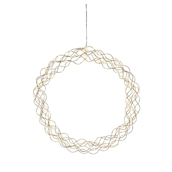 LED Lichtkranz Curly - 50 warmweiße LED - D: 45cm - Metall - gold