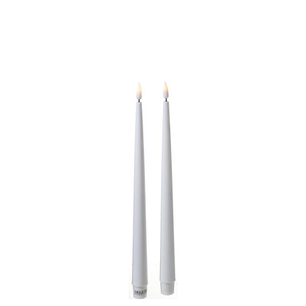 LED Stabkerzen ELLA - Echtwachs - realistische 3D Flamme - H: 28cm - weiß - 2 Stück