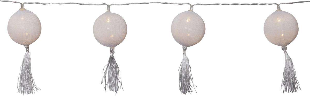 LED Ball Lichterkette "Tassel" - 10 weiße Bälle - warmweiße LED - L: 1