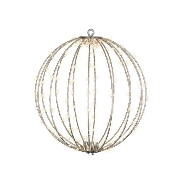 LED Drahtkugel - 3D Leuchtkugel - D: 28cm - 192 warmweiße LED - faltbar - 8 Modi/Timer - Innen/Außen