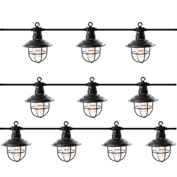 LED Party Lichterkette INDUSTRY - 10 warmweiße Laternen - 4,5m - koppelbar bis 100 LED - Außen