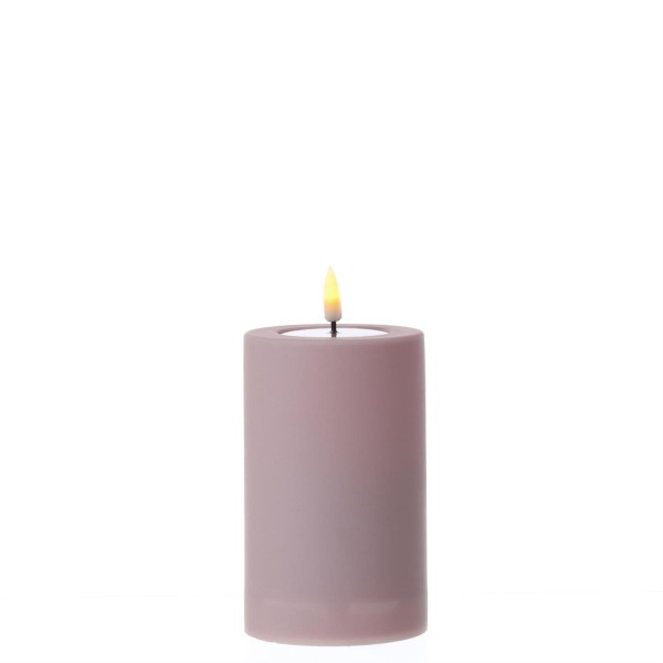 LED Stumpenkerze MIA - Kunststoff - 3D Flamme - H: 12,5cm - D: 7,5cm - für Außen - pastell lila