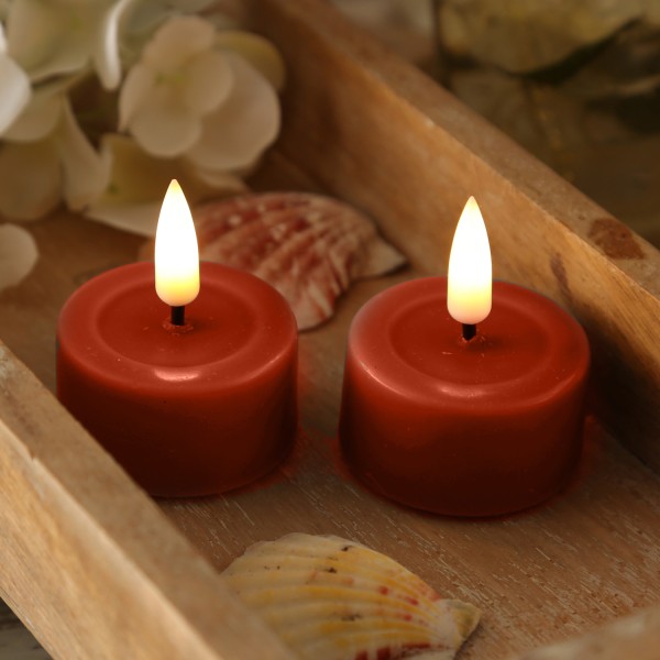 LED Teelichter MIA - realistische 3D Flamme - D: 4,1cm - inkl. Batterien - orange - 2 Stück