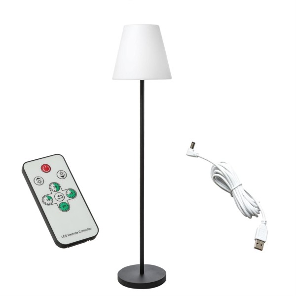 LED Garten Stehlampe - 4 Helligkeitsstufen - 2 Höhen - H: 150cm - wiederaufladbar per USB