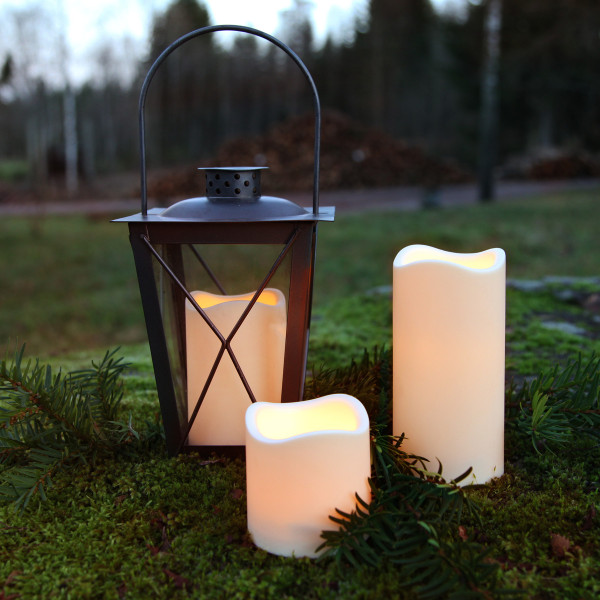 LED Stumpenkerze "Paul" - flackernde LED - H: 7,5cm - Batteriebetrieb - Timer - outdoor - creme