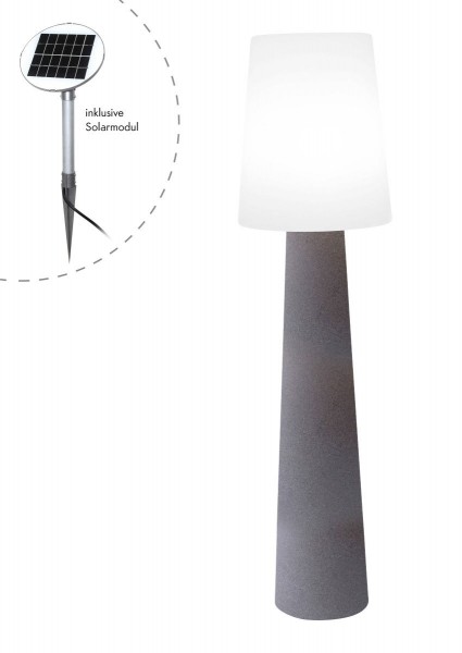 Outdoor XL Stehlampe No. 1 "Steinfarben" H:160cm - Solar LED warmweiß - Außenleuchte IP44