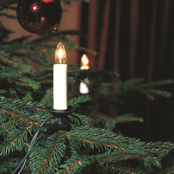 B-Ware Kerzenlichterkette - Baumkerzen - 25 warmweiße Glühlampen - E10 Fassung - L: 16,8m - für Inn