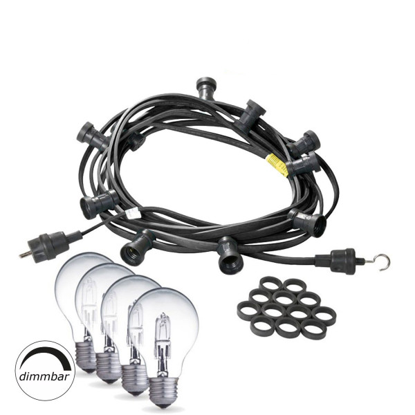Illu-/Partylichterkette BLACKY 30m - Außenlichterkette schwarz - 30 dimmbare Halogenlampen
