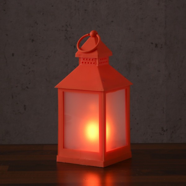 LED Laterne - mit Flammeneffekt - flackernde LED - H: 24cm - Batteriebetrieb - orange