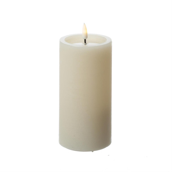 LED Kerze UNIQUE - Rustik-Optik - Echtwachs - H: 15cm - D: 7,5cm - bis zu 1500 Std. - creme