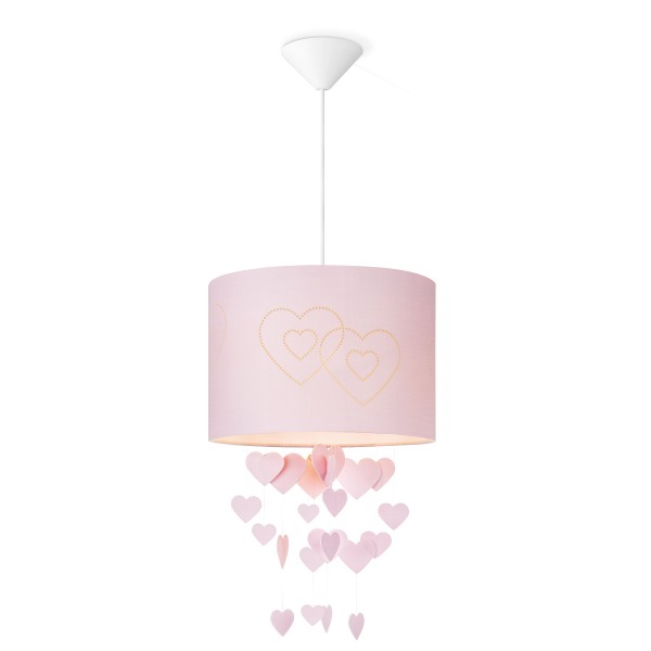 Lampenschirm HERZEN - rosa - 30cm Durchmesser - mit fliegenden Herzen