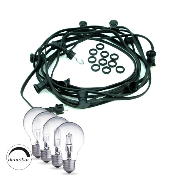 Illu-/Partylichterkette BLACKY 5m - Außenlichterkette schwarz - 5x dimmbare Halogenlampen