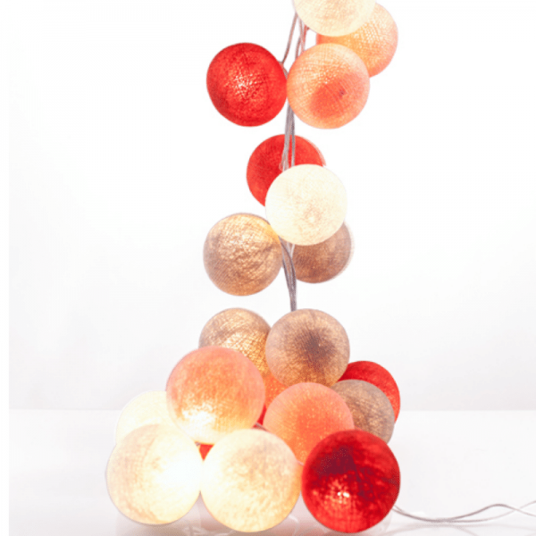 good moods* ROSIGE ZEITEN - Ball-Lichterkette mit 35 Stoffkugeln - 35 warmweiße LEDs -Geschenkkarton