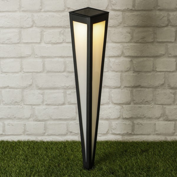 LED Solar Gartenlampe - 10 x 10 x 75cm - 1 kaltweiße LED - Schwarz